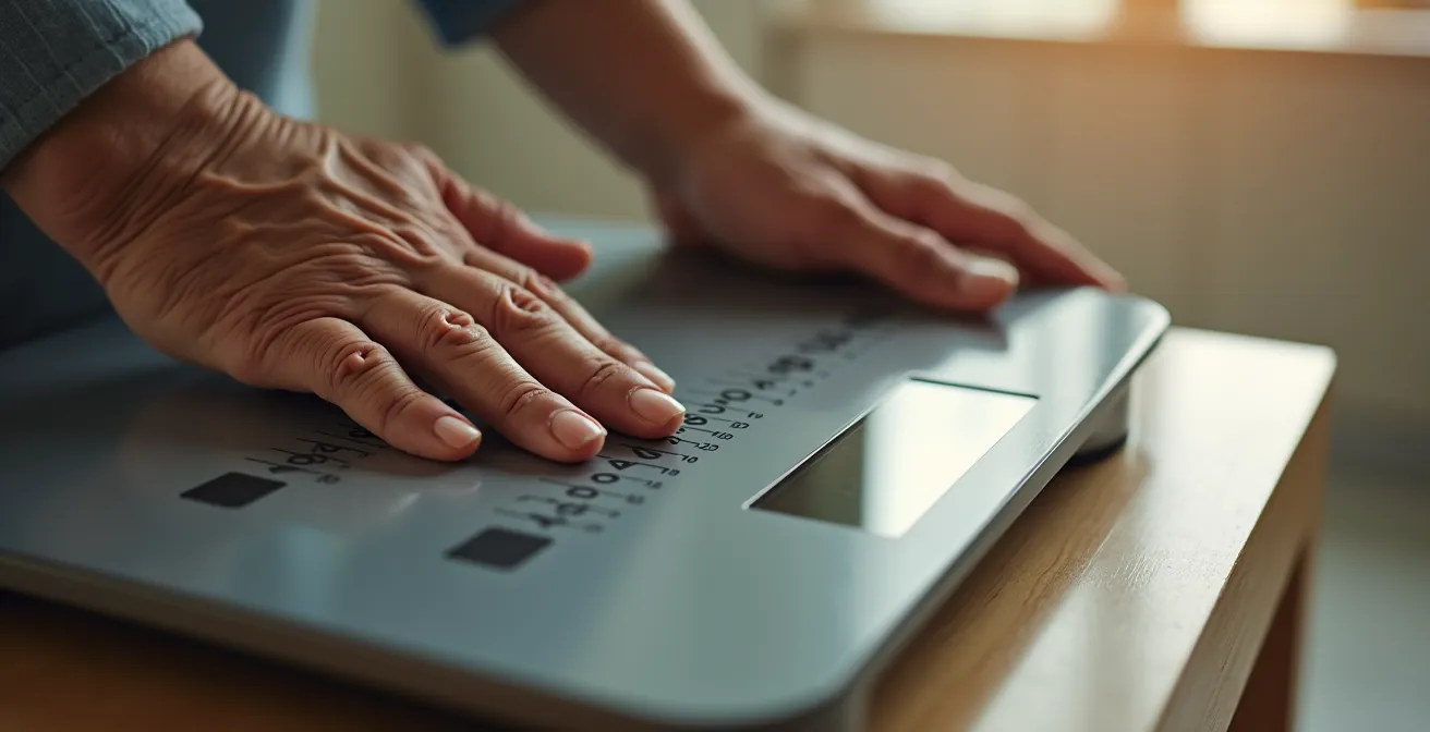 Herzpatient lernt in praktischer Schulung die tägliche Gewichtskontrolle