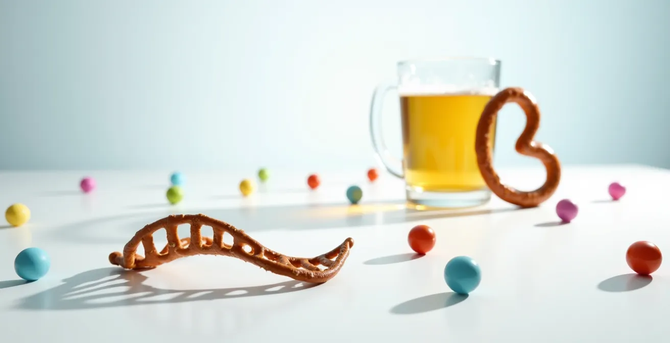 Abstrakte Darstellung genetischer Risikofaktoren und Lebensstileinflüsse