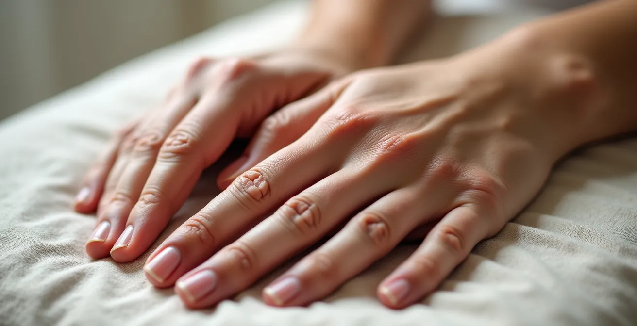 Nahaufnahme entspannter Hände während einer Progressiven Muskelentspannung