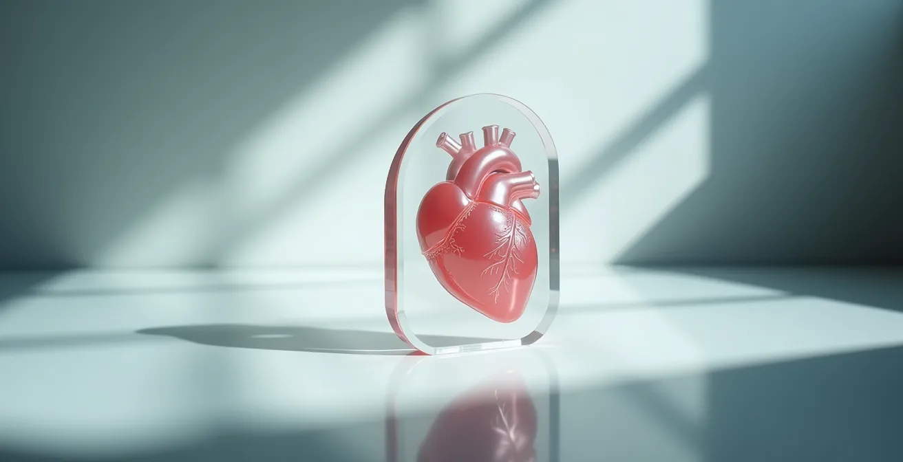 Symbolische Darstellung des kardiovaskulären Restrisikos mit Herzsilhouette und verborgenen Risikofaktoren