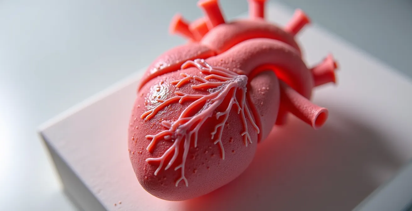 Makroaufnahme eines detaillierten 3D-Herzmodells zur präoperativen Planung