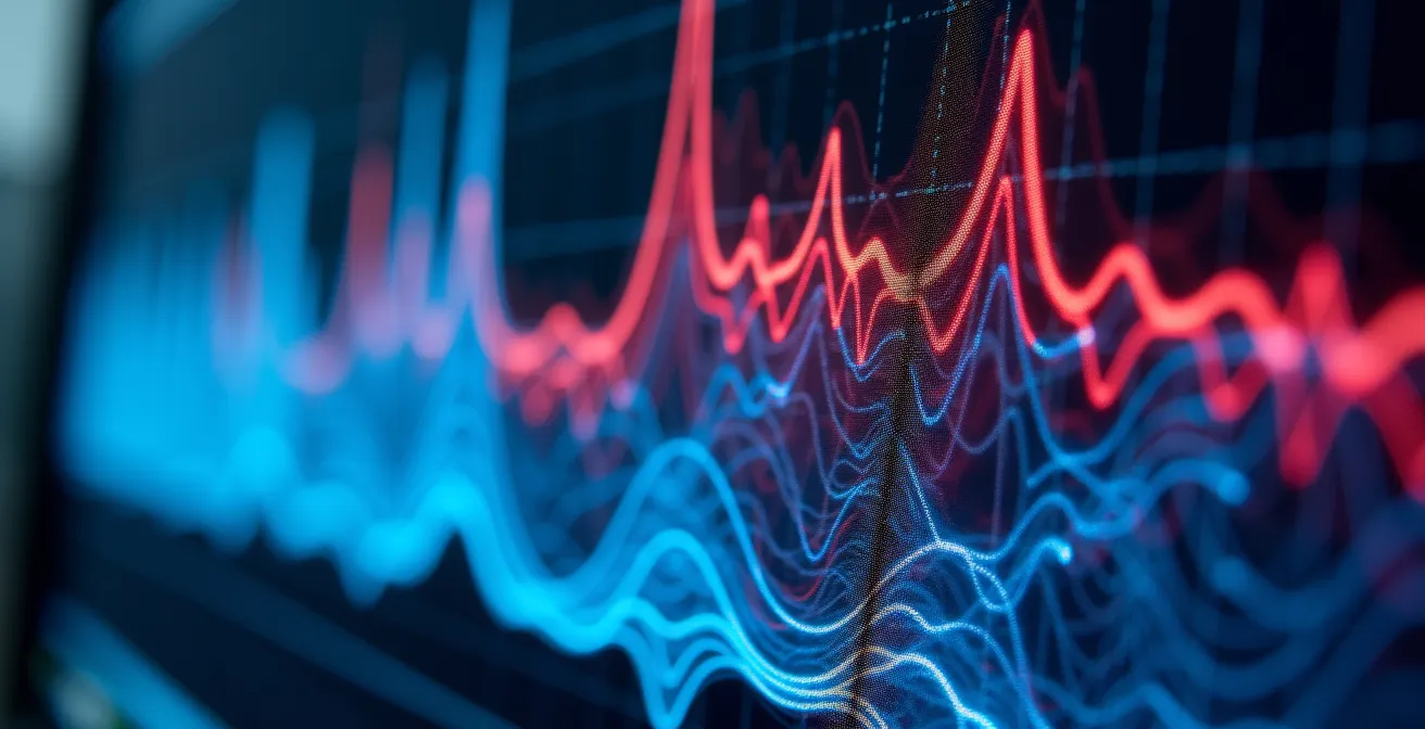 Farbdoppler-Darstellung einer Herzklappenuntersuchung mit blau-rot kodierten Blutflussmustern