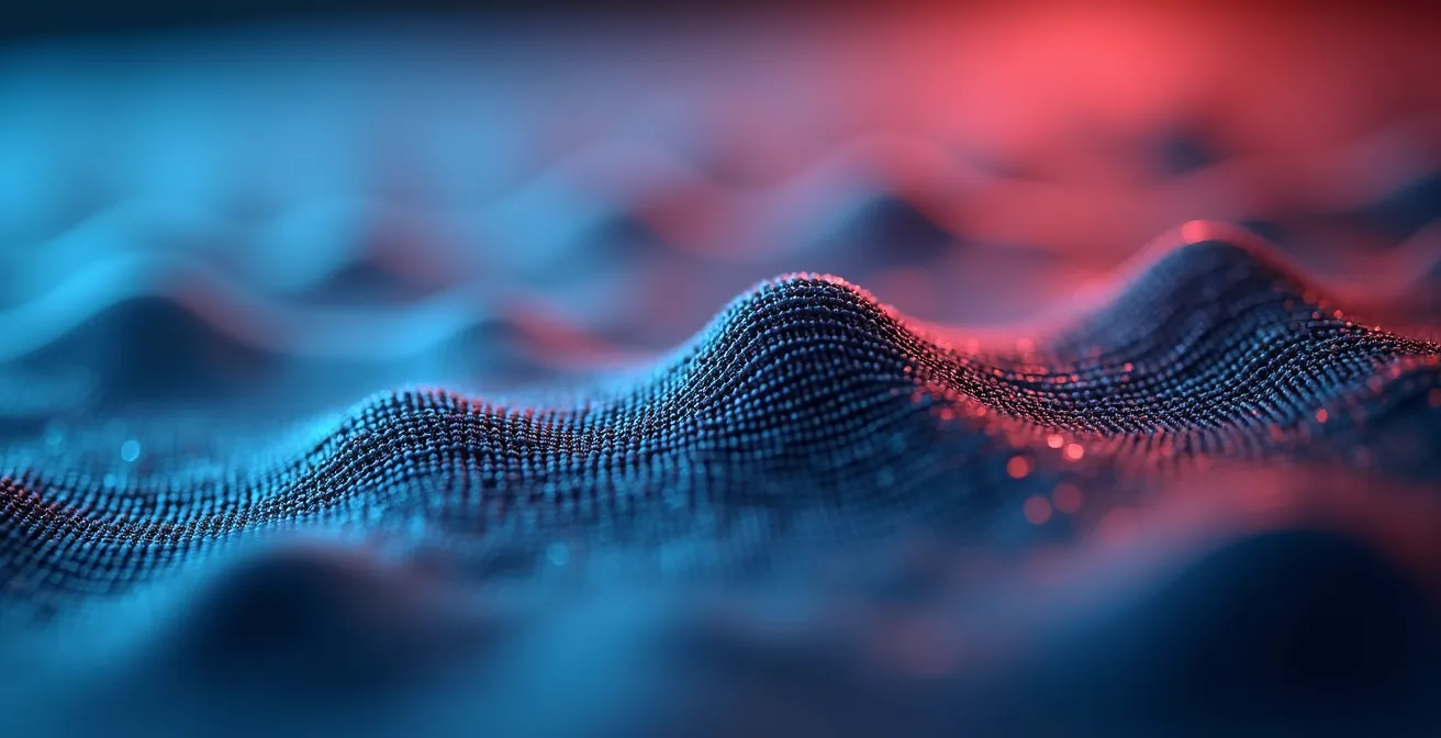 Makroaufnahme zeigt die präzise Mustererkennung in EKG-Daten durch KI