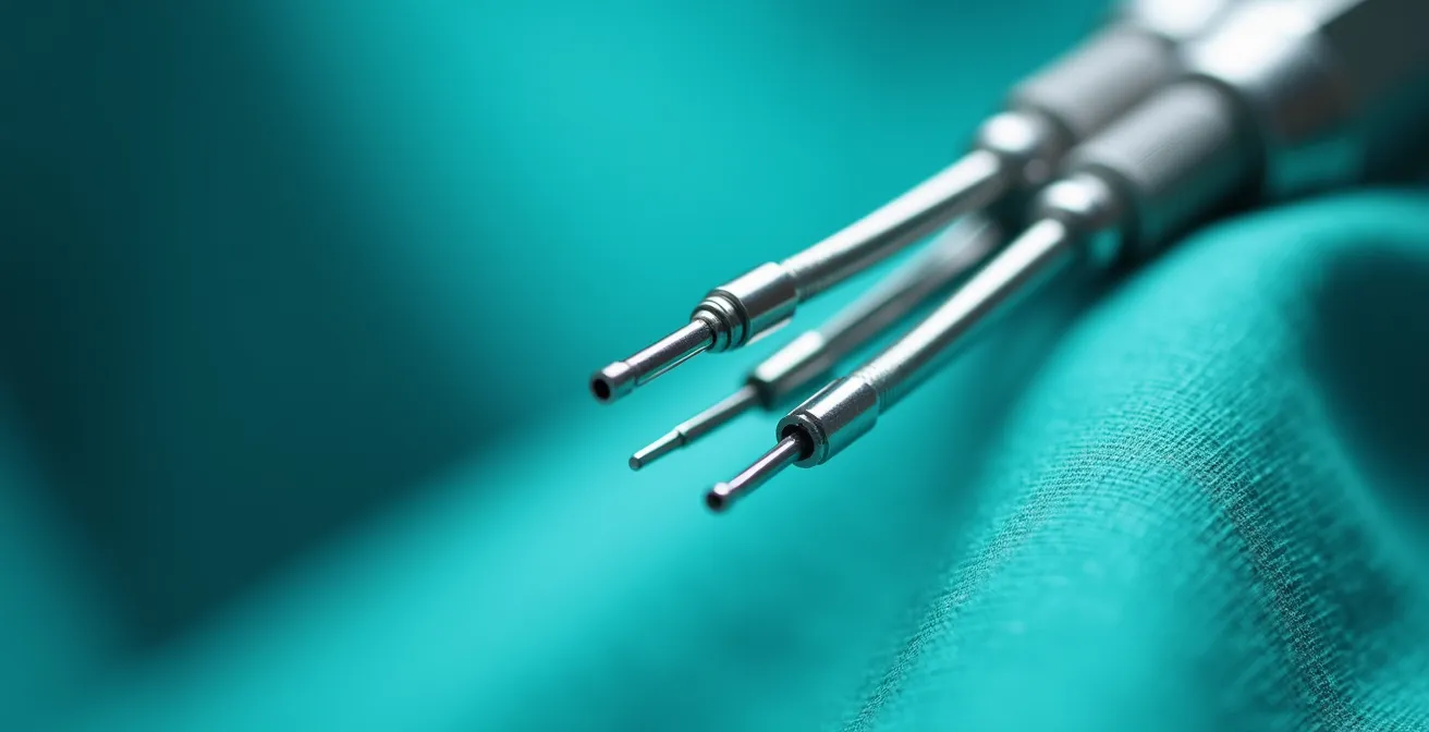 Detailaufnahme eines MitraClip-Katheters während eines minimalinvasiven Eingriffs