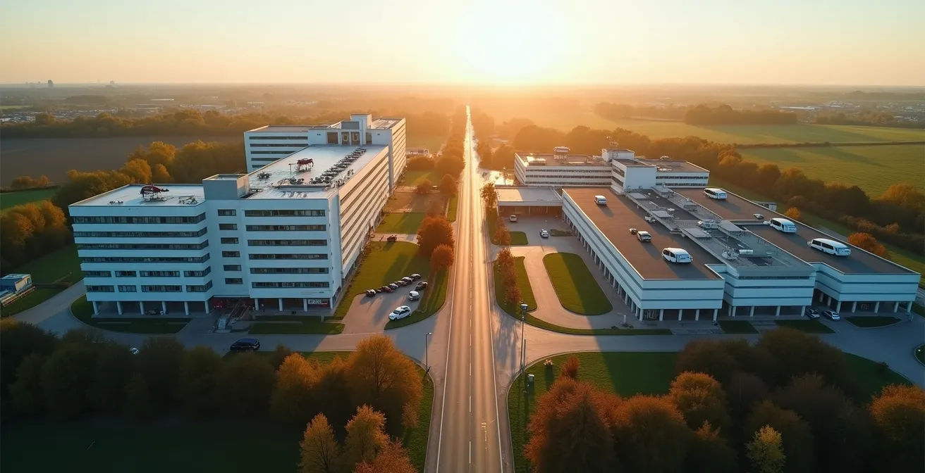 Vergleich der kardiologischen Ausstattung zwischen Stadt und Land in Deutschland, der den Unterschied zwischen städtischen und ländlichen Krankenhäusern zeigt.