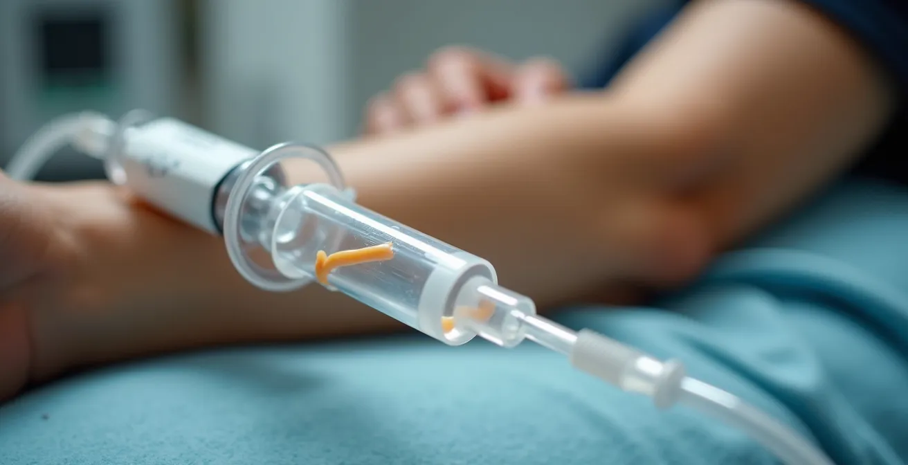 Medizinische Infusion während einer Stress-MRT-Untersuchung zur Herzbelastungssimulation