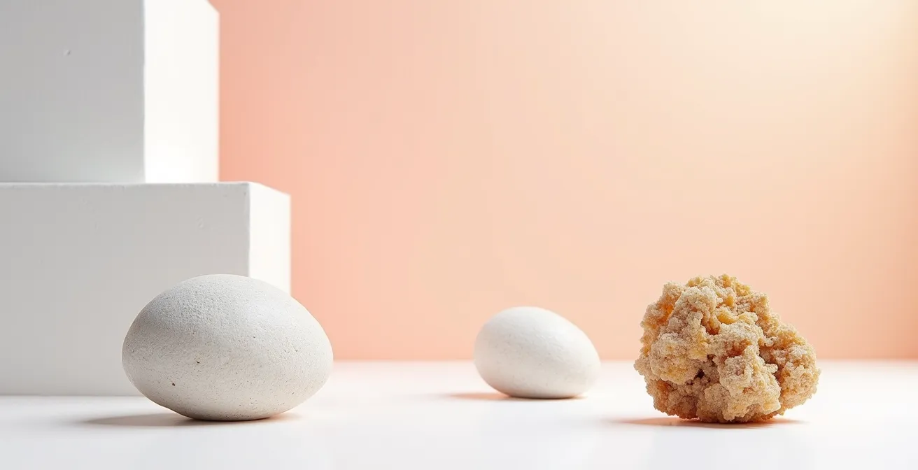 Querschnitt durch eine Arterie, der den Unterschied zwischen einer weichen, vulnerablen Plaque und einer stabilen, verkalkten Plaque zeigt